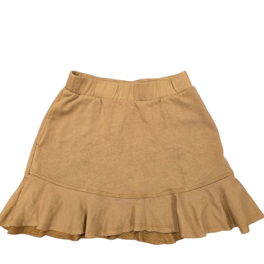 Urban Daizy Tan Ruffle Hem With Pockets Women's Mini Skirt Size M